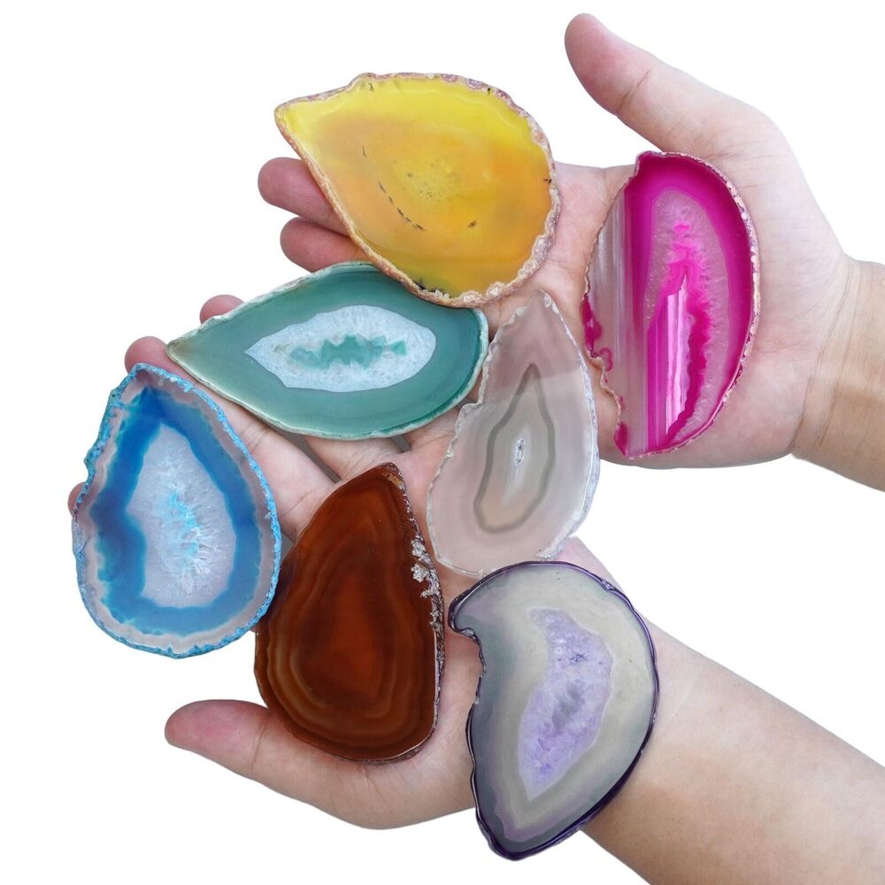 9984 21pcs Multicolor Polished Agate Slices, Geode Slices Bulk for Light